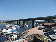 European Route E18 motorway leads over Drammen Bridge, Norway