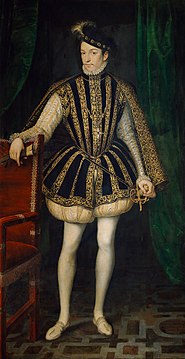 Charles IX of France wearing padded hose, 1566