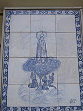Luso-American Azulejos depicts an image of Our Lady of Fátima, in The Ironbound, Newark, United States