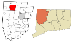 Canaan's location within Litchfield County and Connecticut