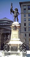 Maisonneuve Monument (1895) was erected in memory of Paul Chomedey de Maisonneuve in the Place d'Armes square Montreal, Quebec.