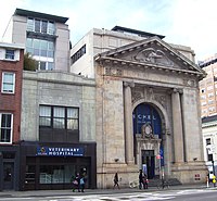 The building, including the addition at 75 Eighth Avenue