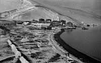Abandoned Hektor Whaling Station, Deception Island, April 1945. Base B occupied one of the buildings