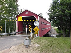 Height restriction bar in front of this covered bridge