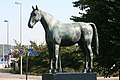 Sculpture of the Holsteiner jumper, Meteor, which stands in Kiel, the Schleswig-Holstein capital.