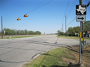 View southeast on Highway 36 at FM 1952 in Wallis