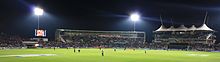 The Rose Bowl cricket ground under floodlights