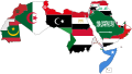 A map of the Arab League countries with flags