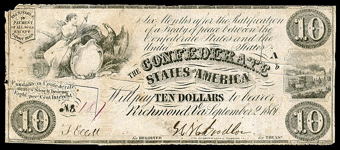 $10 (T27) Liberty; Train Hoyer & Ludwig (Richmond, VA) (8,576 issued)
