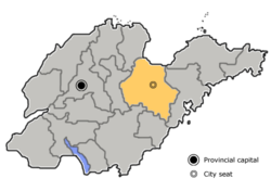 Location of Weifang City jurisdiction in Shandong