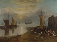 Turner's Sun Rising through Vapour, Fishermen Cleaning and Selling Fish, 1807
