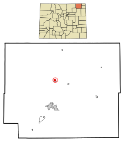 Location of the Padroni CDP in Logan County, Colorado.