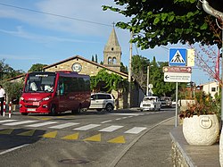 Marezige square with local church