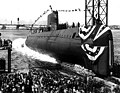 Image 57The launching ceremony of the USS Nautilus January 1954. In 1958 it would become the first vessel to reach the North Pole. (from Nuclear power)