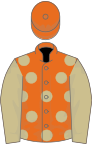 Orange, beige spots and sleeves, orange cap