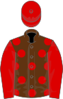 Brown, red spots, sleeves and cap