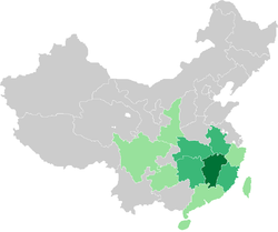贛語在中國大陸及臺灣的分佈情況