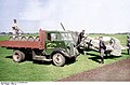 Drums of aviation fuel on a truck, WWII