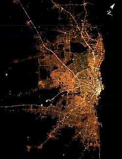 Satellite image of Greater Buenos Aires at night