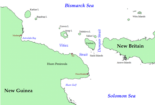 Northeastern New Guinea and Bismarck Archipelago (some smaller islands omitted)