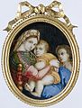 One of the miniatures in the dollhouse is a reproduction after Raphael's Madonna della seggiola