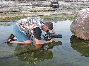 Nature photographer Urmas Tartes working on an outdoor environment.