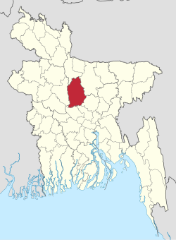 Location of Tangail District in Bangladesh