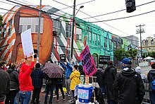 Colorful photo of demonstrators