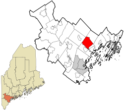 北雅茅斯在坎伯兰县的位置（以红色标示）