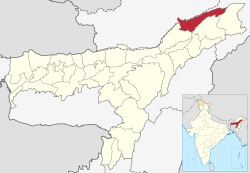 德马吉县在阿萨姆邦的位置（红色部分）