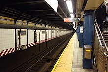 The platform of the Broadway-Seventh Avenue Line at Fulton Street