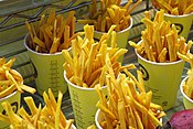 Goguma-stick (sweet potato fries) sold as street food in Seoul