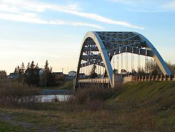 Bridge over the Montreal River with Latchford in the background.