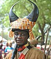 Man in horned helmet, Ghana