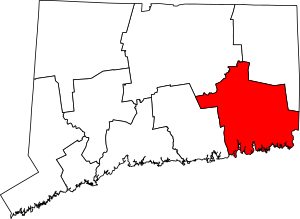 Map of Connecticut highlighting Southeastern Connecticut Planning Region