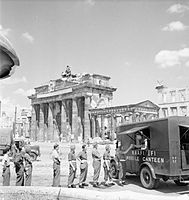 NAAFI Mobile Canteen No.750 beside the Brandenburg Gate 16 July 1945
