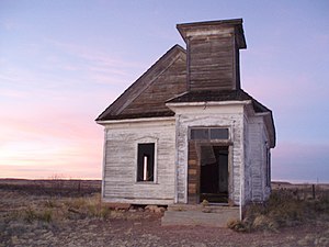 The now-abandoned Taiban Presbyterian Church was built in 1908, February 2008.[1]