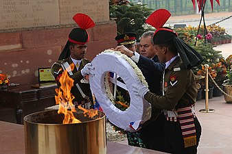 Russian Defence Minister Sergey Shoygu at the wreath laying ceremony