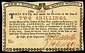 New York colonial currency, 2 shilling, 1775 (obverse)