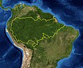 Image 6A map of the Amazon rainforest ecoregions. The yellow line encloses the ecoregions per the World Wide Fund for Nature. (from Ecoregion)