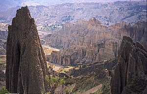 An aerial view of Valle de la luna in Bolivia