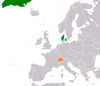 Location map for Denmark and Switzerland.
