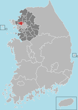 高阳市在韩国及京畿道的位置
