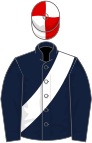 Dark blue, white sash, red and white quartered cap