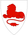 Arms of Rødøy Municipality in Norway, showing a lion couchant gules (1988) [36]