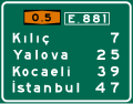 A Turkish motorway sign