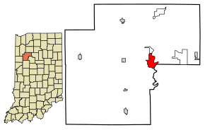 Location of Monticello in White County, Indiana