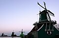 Typical Dutch windmills at sunset, Zaanse Schans