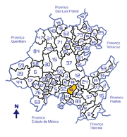Location of Pachuca Municipality within Hidalgo