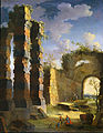 Architectural Capriccio with figures, dusk. Oil on canvas, Collezione M (private collection) Rome